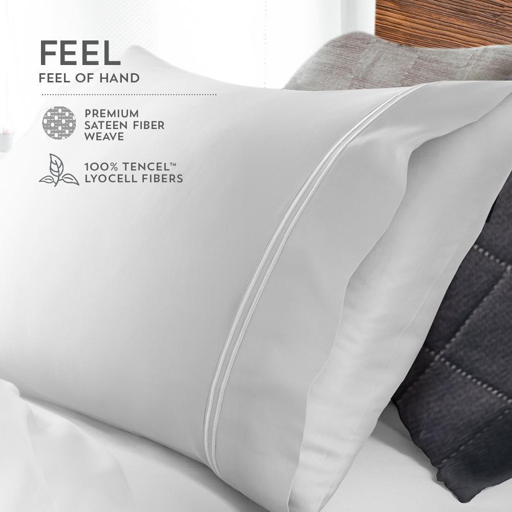 Premium Tencel Pillowcases Queen, white. Picture 4
