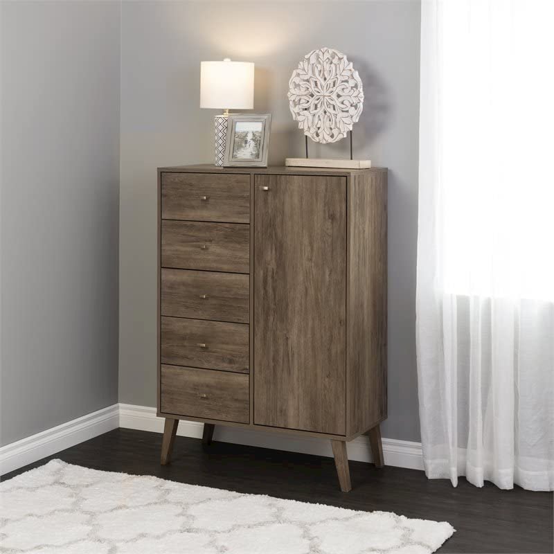 Milo 5-drawer Chest with Door, Drifted Gray. Picture 4