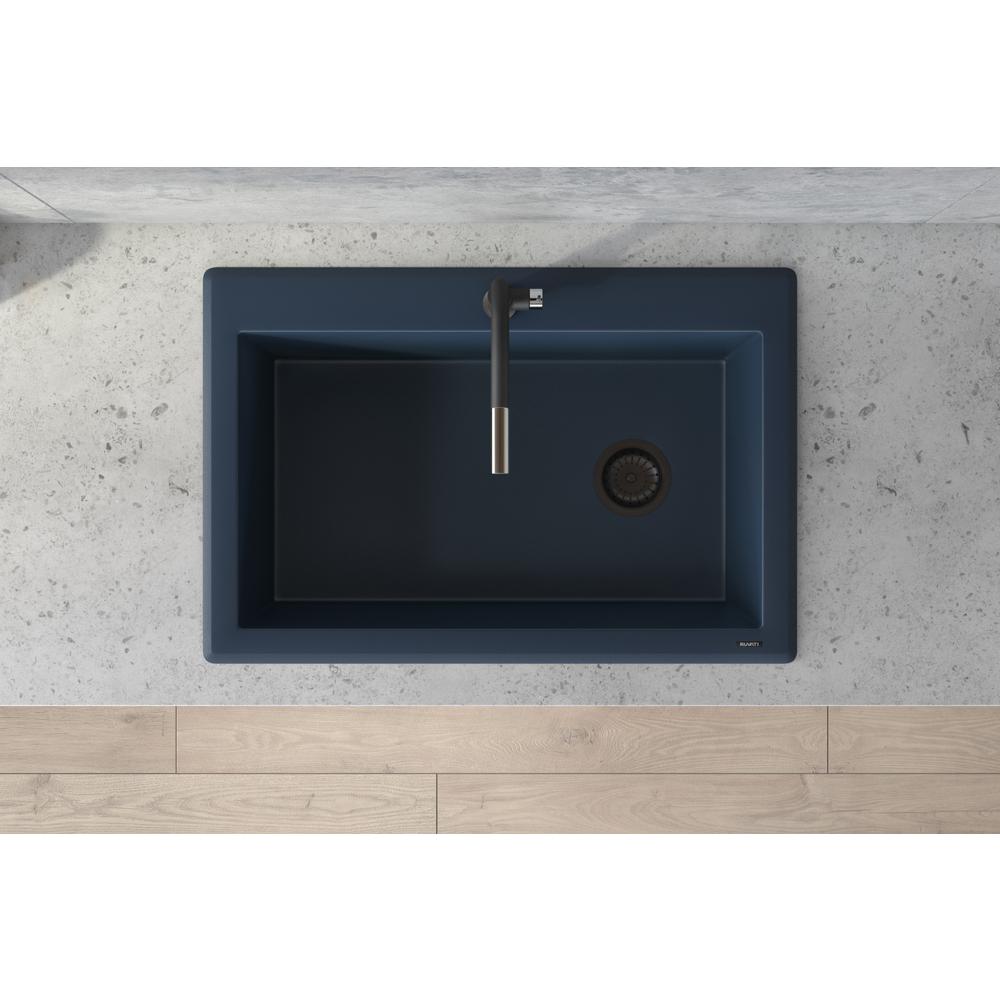 Ruvati 33 x 22 inch Drop-in Topmount Single Bowl Kitchen Sink Catalina Blue. Picture 8