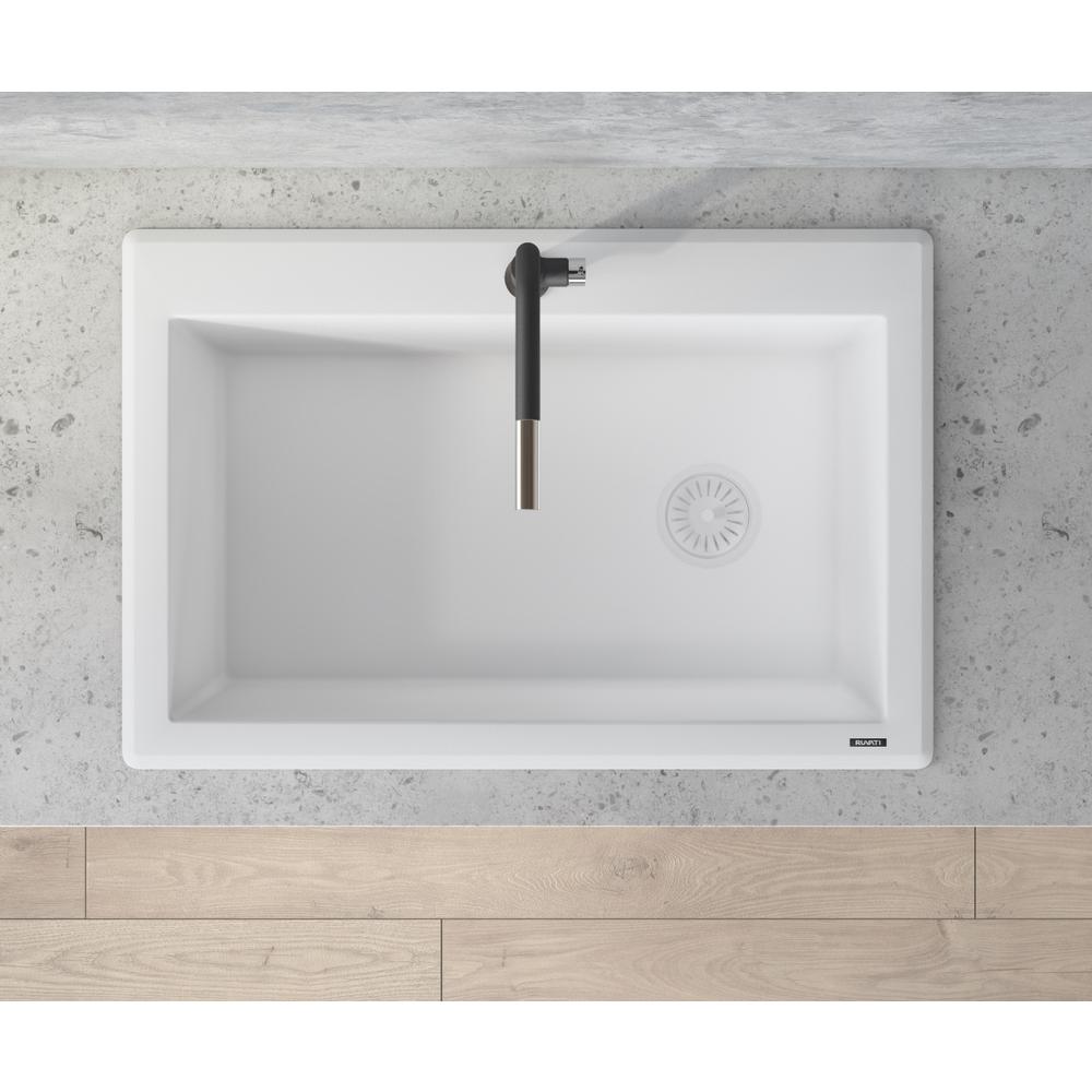 Ruvati 33 x 22 inch epiGranite Drop-in Topmount Single Bowl Kitchen Sink. Picture 13