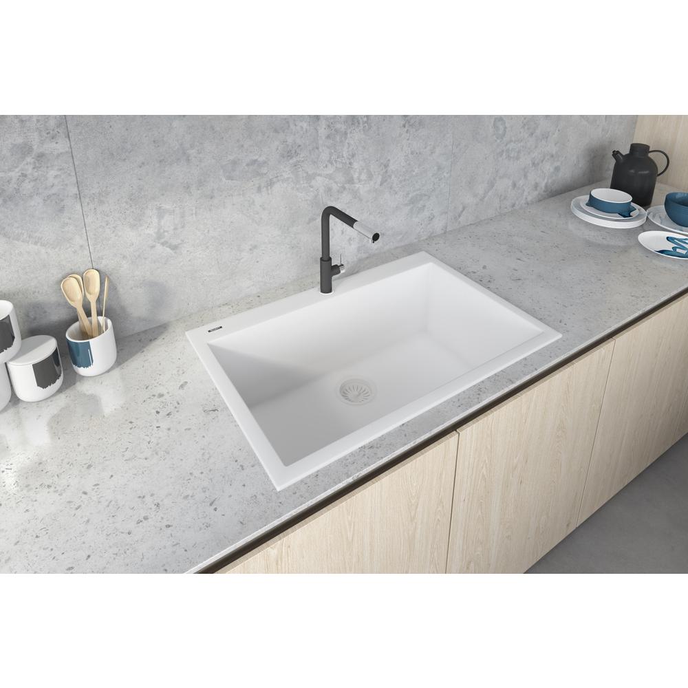 Ruvati 33 x 22 inch epiGranite Drop-in Topmount Single Bowl Kitchen Sink. Picture 11
