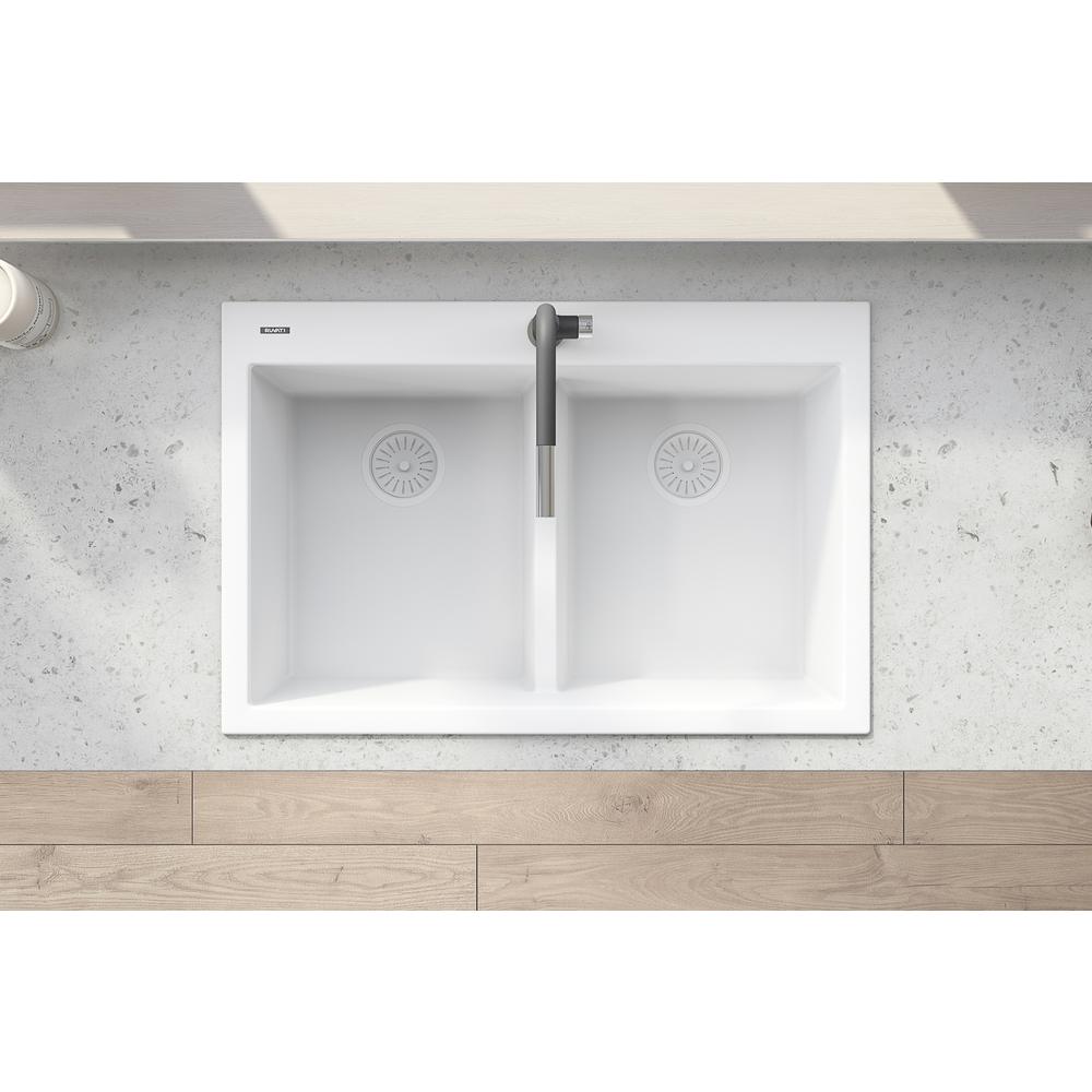 Ruvati 33 x 22 inch epiGranite Drop-in TopMount Double Bowl Kitchen Sink. Picture 16