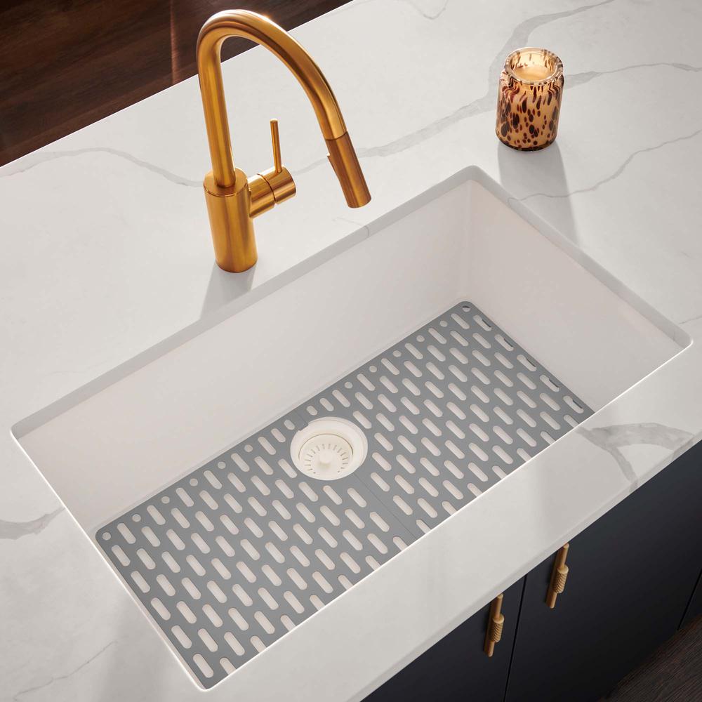 Granite Composite Undermount Single Bowl Kitchen Sink - Arctic White - RVG2030WH. Picture 7