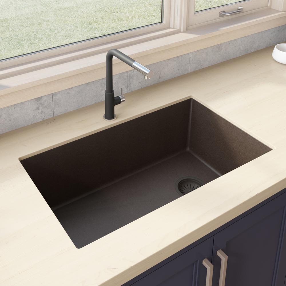 Ruvati 32 x 19 inch epiGranite Undermount Single Bowl Kitchen Sink. Picture 1