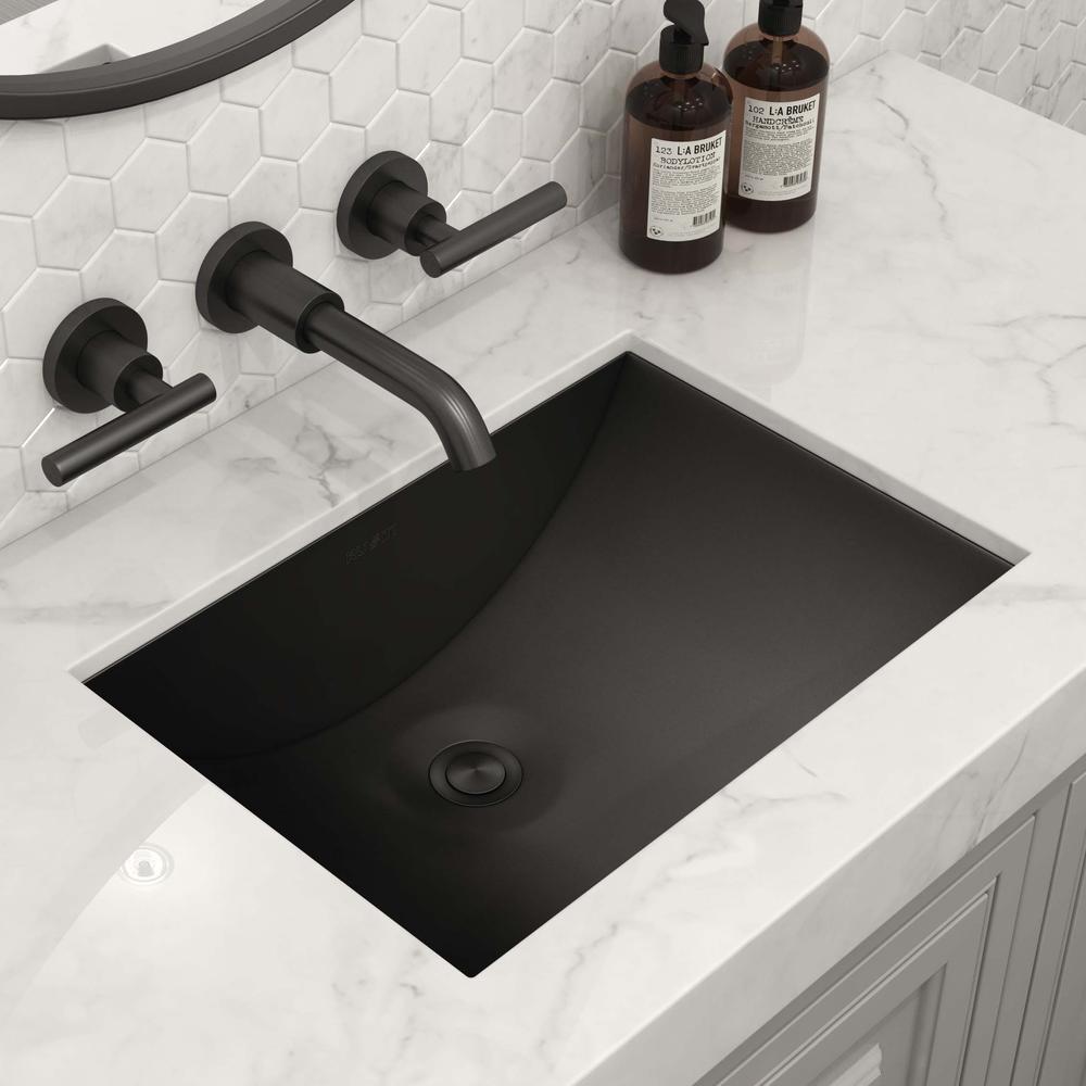 Ruvati 16 x 11 inch Gunmetal Black Undermount Bathroom Sink Stainless Steel. Picture 7