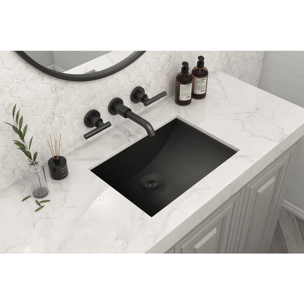 Ruvati 16 x 11 inch Gunmetal Black Undermount Bathroom Sink Stainless Steel. Picture 6
