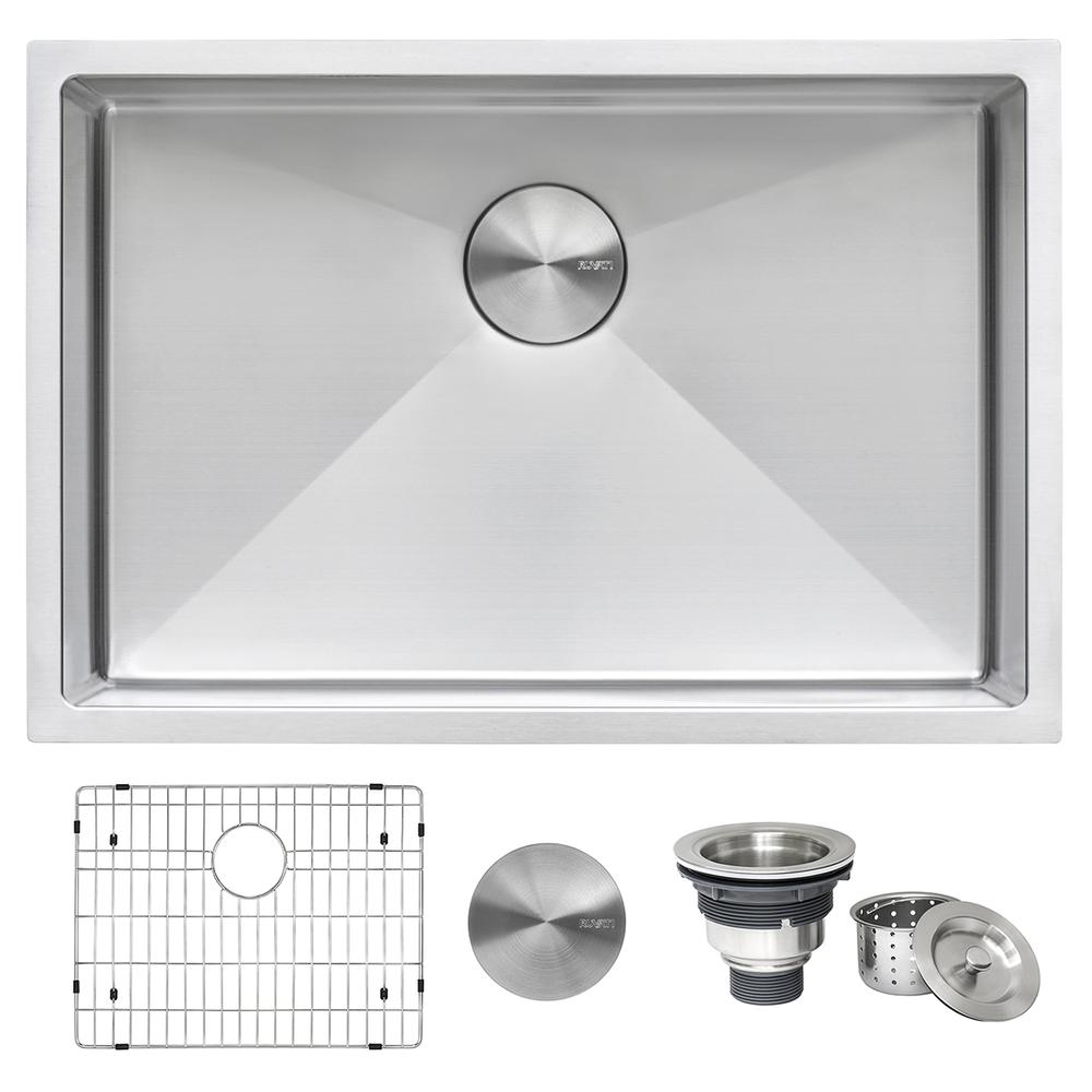 Ruvati 26-inch Undermount Kitchen Sink 16 Gauge Rounded Corners Single Bowl. Picture 1