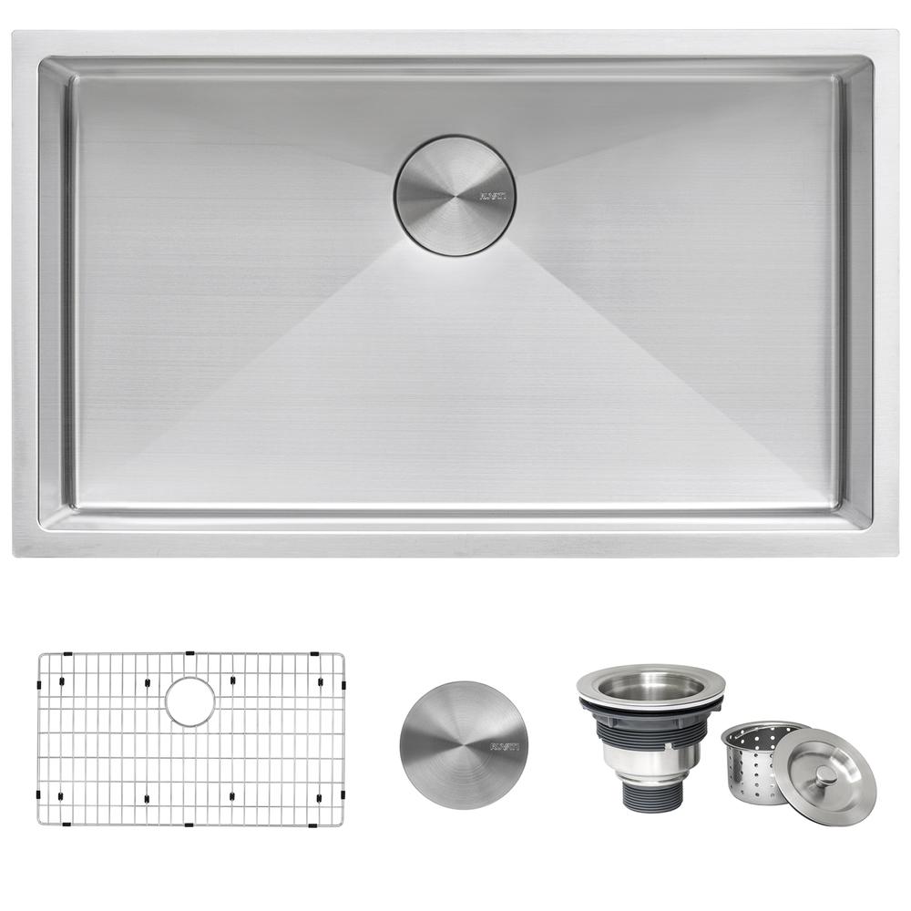 Ruvati 32-inch Undermount 16 Gauge Rounded Corners Kitchen Sink Single Bowl. Picture 1