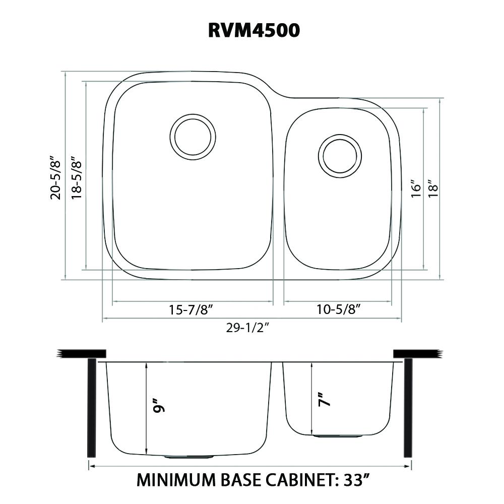 Ruvati 29-inch Undermount 60/40 Double Bowl 16 Gauge Stainless Steel Kitchen Sink - RVM4500. Picture 17