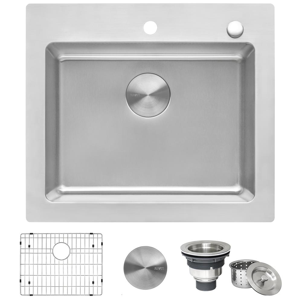 Ruvati 25 x 22 inch Drop-in Topmount Kitchen Sink 16 Gauge Single Bowl. Picture 1