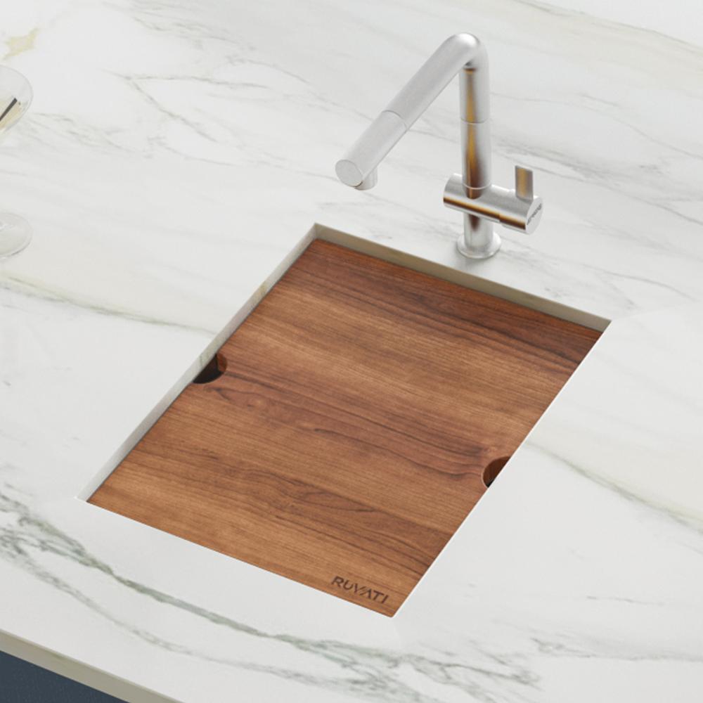 Ruvati 13-1/2 x 17 inch Solid Wood Replacement Cutting Board Sink Cover. Picture 4