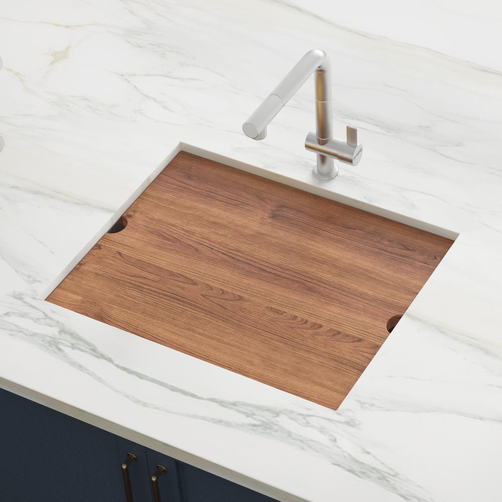 Ruvati Solid Wood Cutting Board Sink Cover for RVH8319 workstation sink. Picture 3