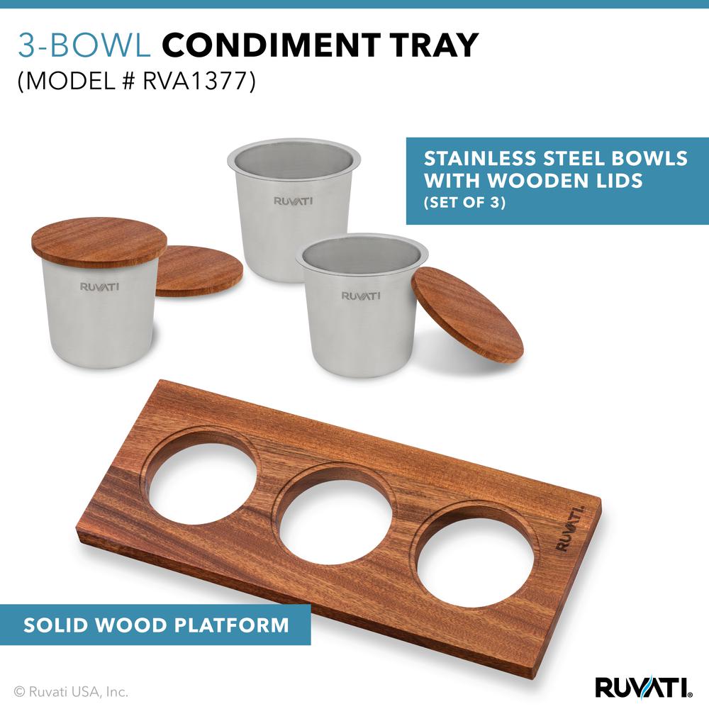 Ruvati Condiment Tray 3 Bowl Serving Board for Workstation Sinks (complete set). Picture 7