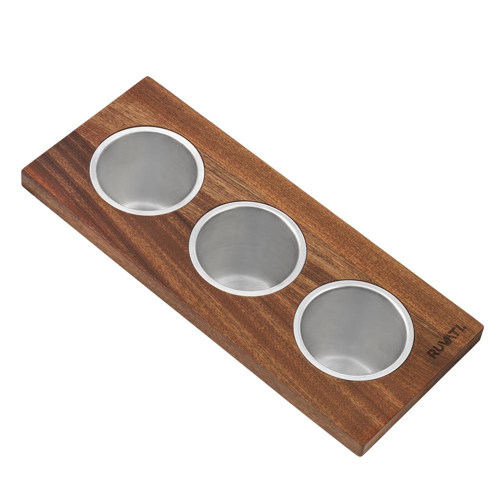 Ruvati Condiment Tray 3 Bowl Serving Board for Workstation Sinks (complete set). Picture 1
