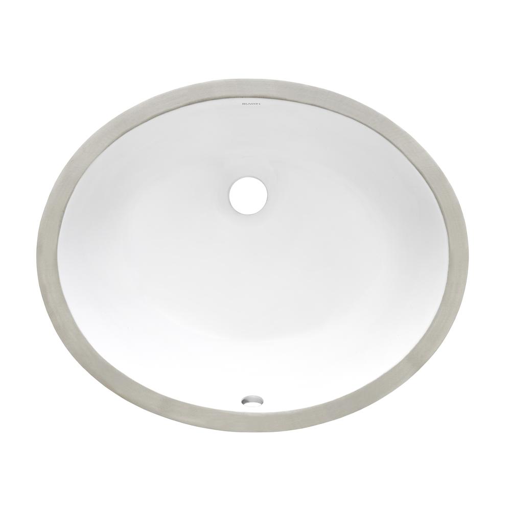 Ruvati 15 x 12 inch Undermount Bathroom Vanity Sink White Oval Porcelain Ceramic with Overflow - RVB0616. Picture 4