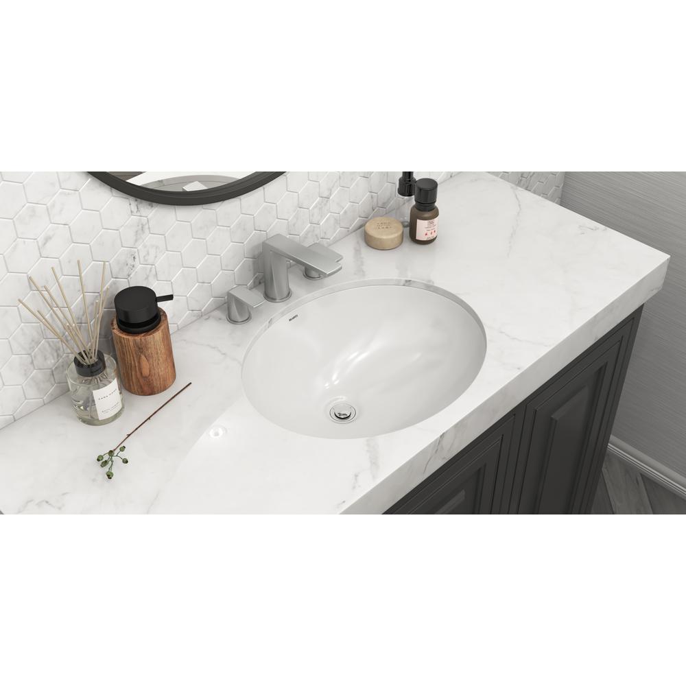 Ruvati 15 x 12 inch Undermount Bathroom Vanity Sink White Oval Porcelain Ceramic with Overflow - RVB0616. Picture 5