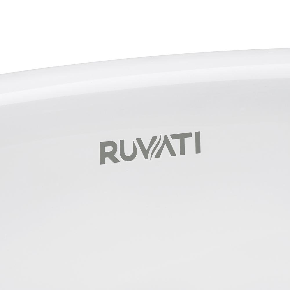 Ruvati 15 x 12 inch Undermount Bathroom Vanity Sink White Oval Porcelain Ceramic with Overflow - RVB0616. Picture 7
