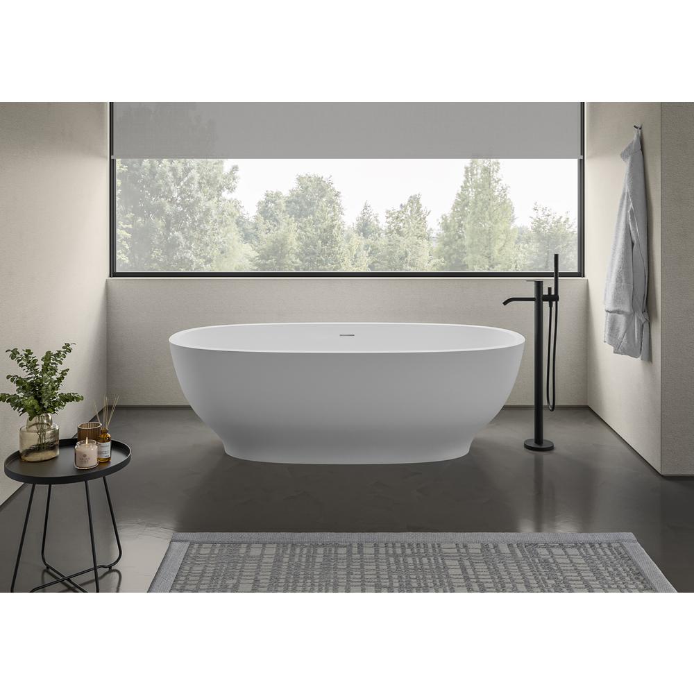 Ruvati 69-inch White epiStone Solid Surface Oval Freestanding Bath Tub Viola. Picture 1