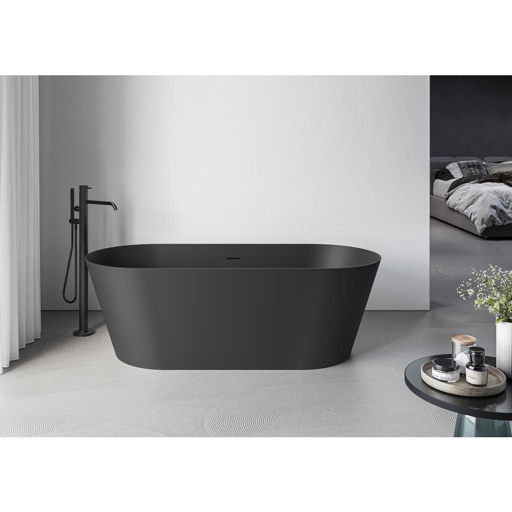 Ruvati 67-inch Black epiStone Surface Oval Freestanding Bath Tub Omnia Matte. Picture 1