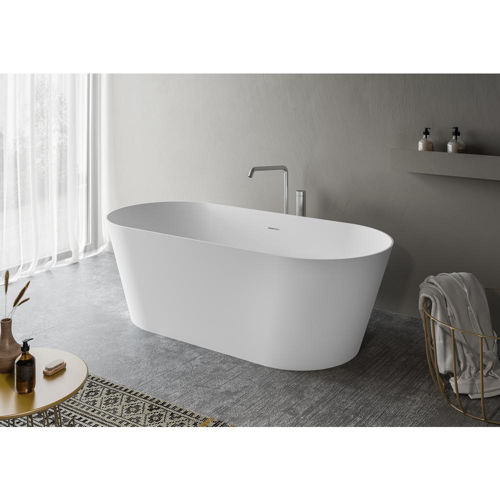 Ruvati 67-inch White epiStone Surface Oval Freestanding Bath Tub Omnia Matte. Picture 1