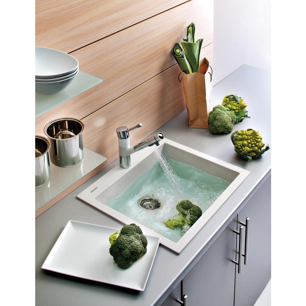 Drop-in Topmount Granite Composite Single Bowl Kitchen Sink - Arctic White. Picture 9