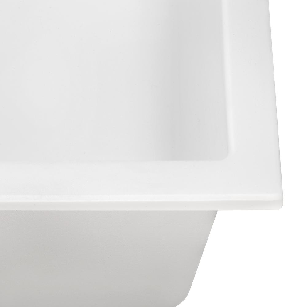 Drop-in Topmount Granite Composite Single Bowl Kitchen Sink - Arctic White. Picture 4