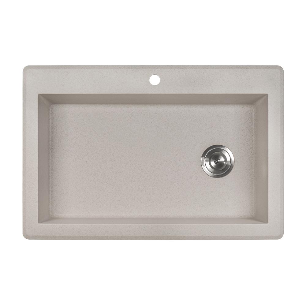 Ruvati 33 x 22 inch epiGranite Drop-in Topmount Single Bowl Kitchen Sink. Picture 3