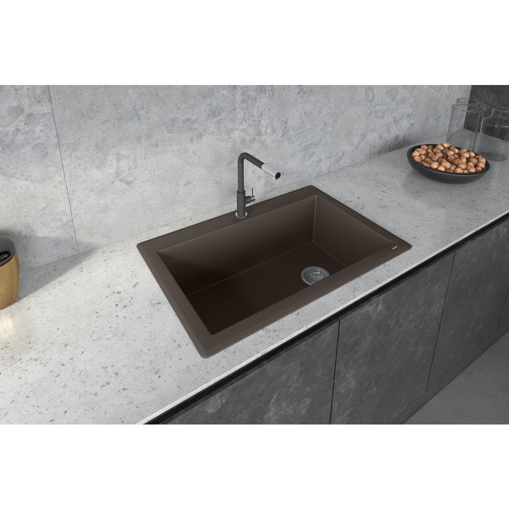 Ruvati 33 x 22 inch epiGranite Drop-in Topmount Single Bowl Kitchen Sink. Picture 9