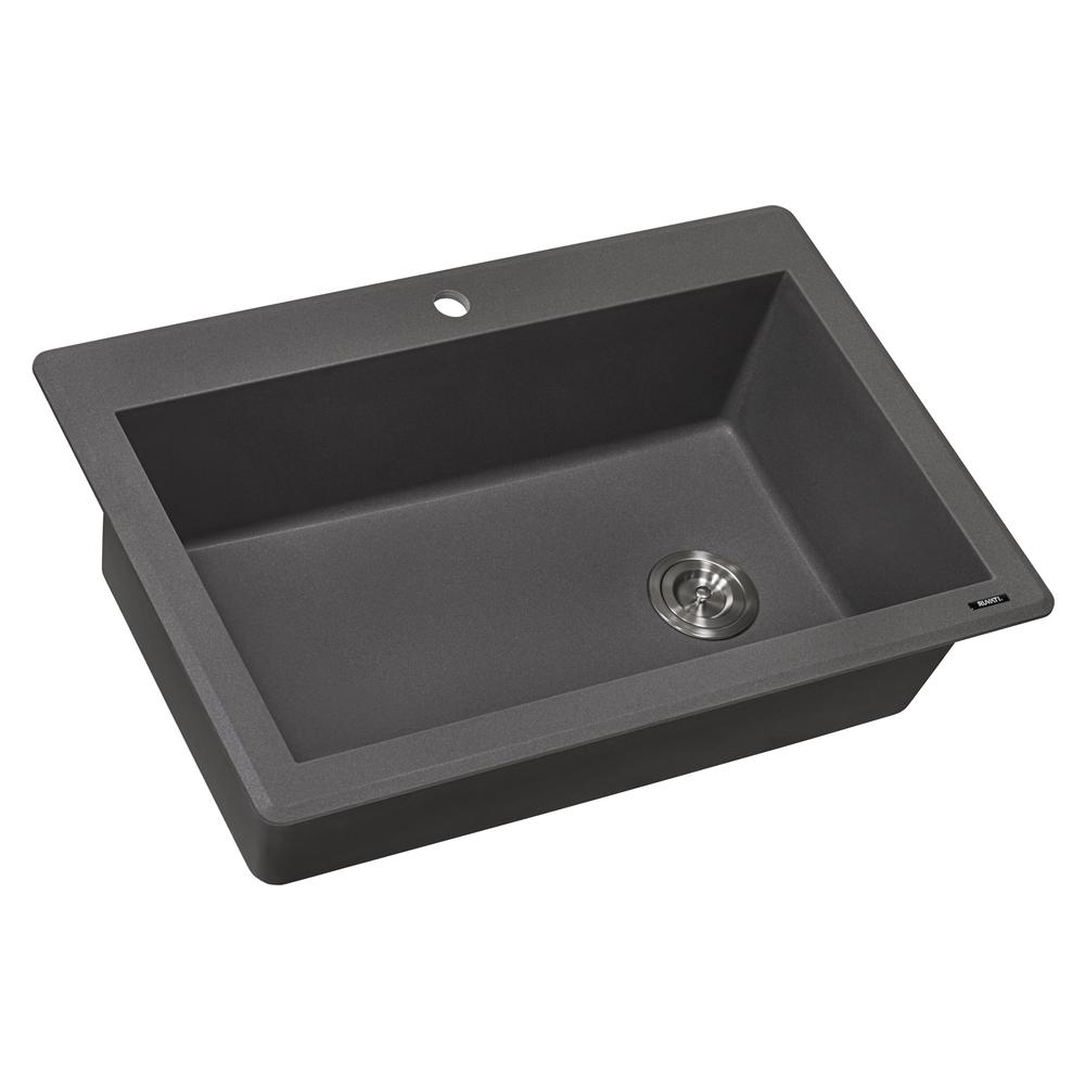 Ruvati 33 x 22 inch epiGranite Drop-in Topmount Single Bowl Kitchen Sink. Picture 2