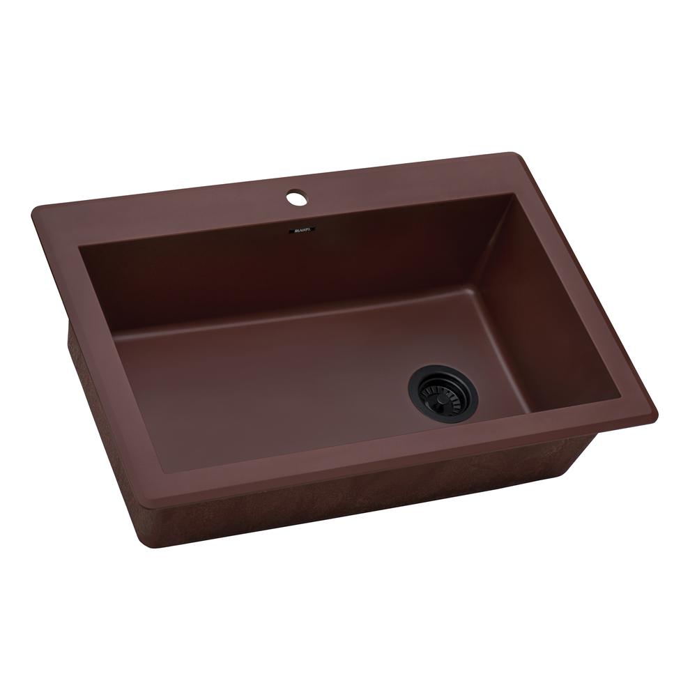 Ruvati 33 x 22 inch Drop-in Topmount Single Bowl Kitchen Sink Carnelian Red. Picture 2