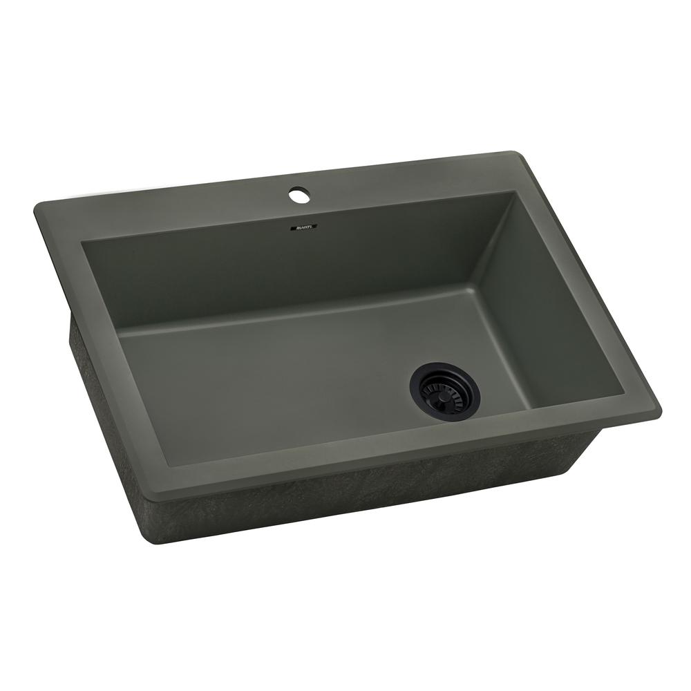 Ruvati 33 x 22 inch Drop-in Topmount Single Bowl Kitchen Sink Juniper Green. Picture 2