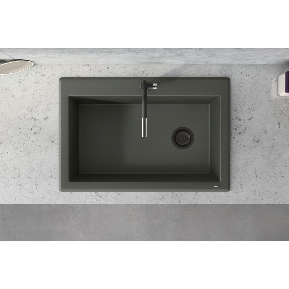 Ruvati 33 x 22 inch Drop-in Topmount Single Bowl Kitchen Sink Juniper Green. Picture 6