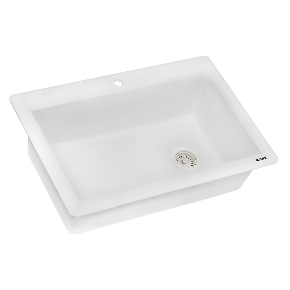 Ruvati 33 x 22 inch epiGranite Drop-in Topmount Single Bowl Kitchen Sink. Picture 6