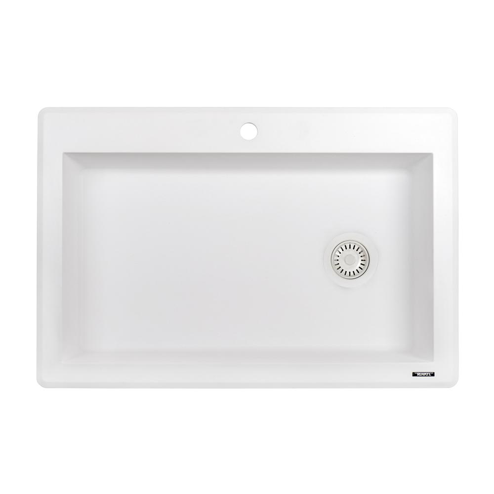 Ruvati 33 x 22 inch epiGranite Drop-in Topmount Single Bowl Kitchen Sink. Picture 7