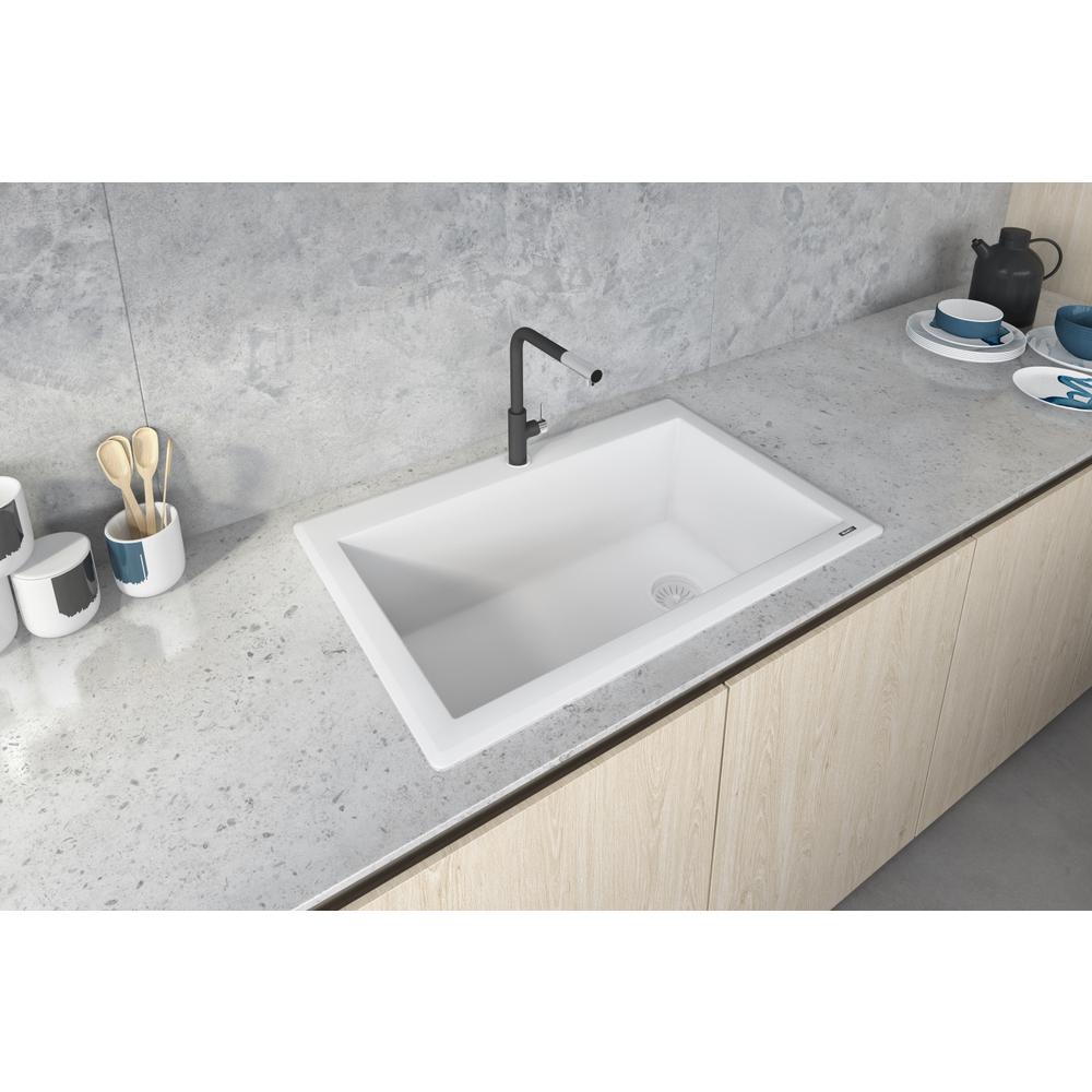 Ruvati 33 x 22 inch epiGranite Drop-in Topmount Single Bowl Kitchen Sink. Picture 8