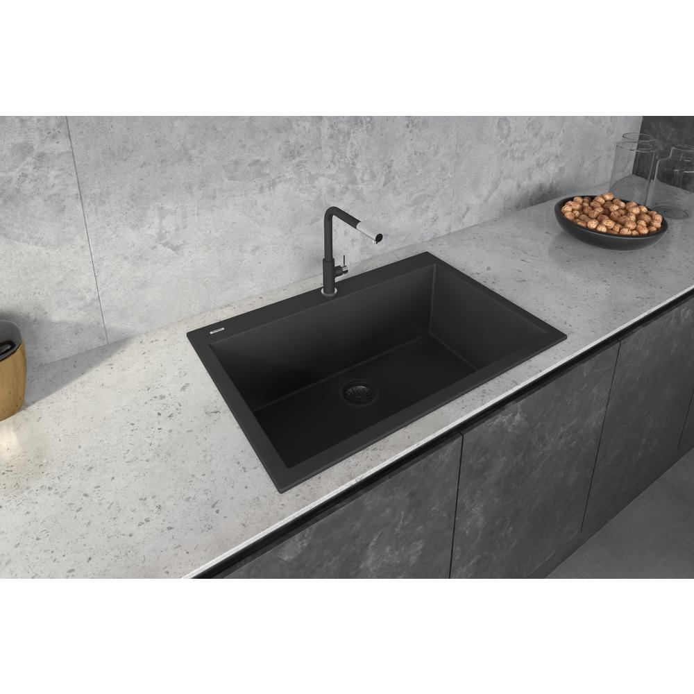 Ruvati 33 x 22 inch epiGranite Drop-in Topmount Single Bowl Kitchen Sink. Picture 2