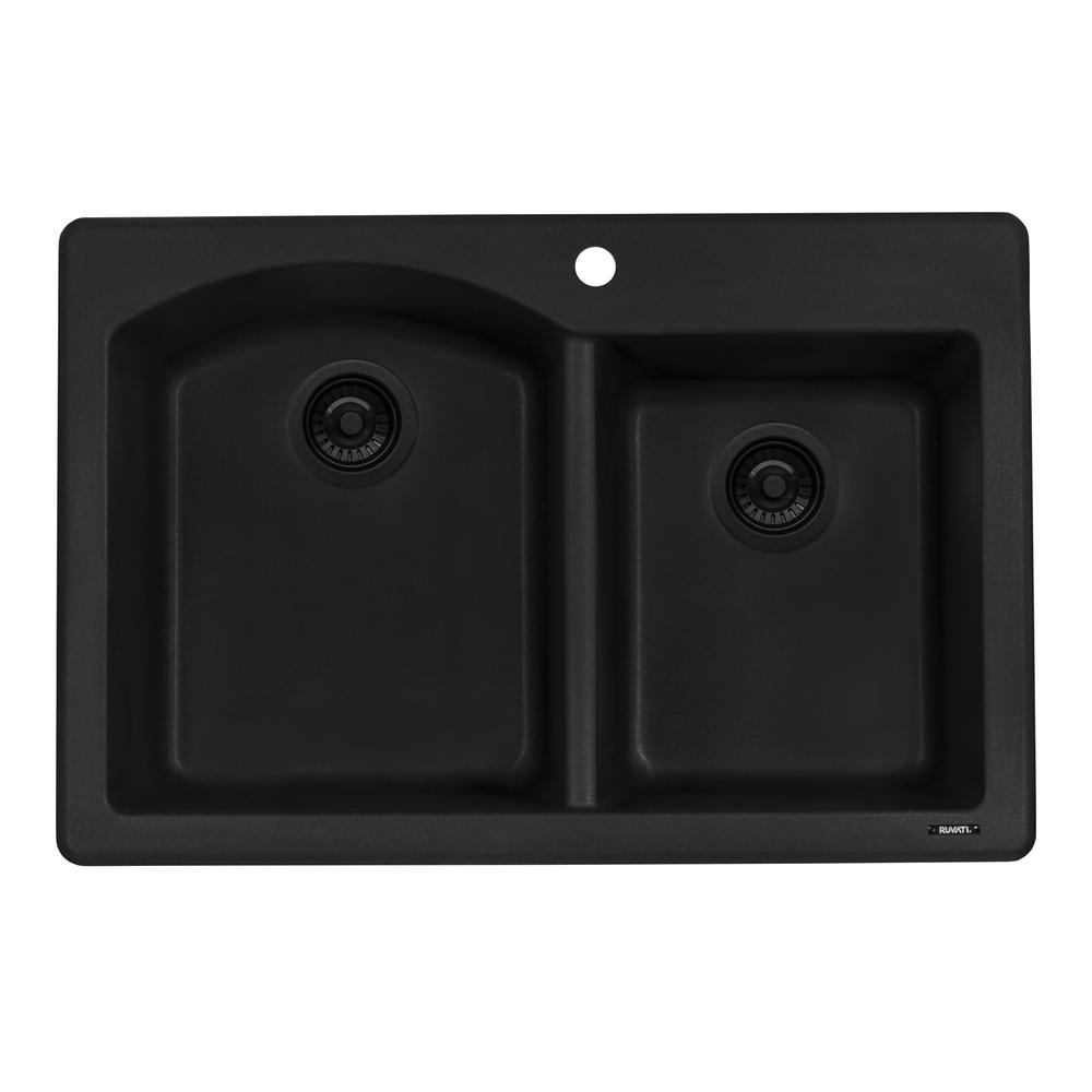 Ruvati 33 x 22 inch epiGranite Dual-Mount Double Bowl Kitchen Sink. Picture 3