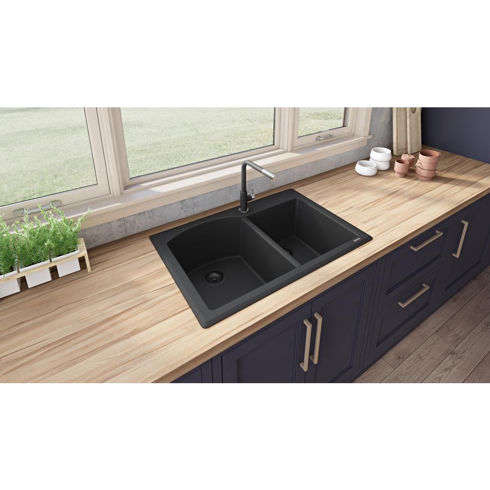 Ruvati 33 x 22 inch epiGranite Dual-Mount Double Bowl Kitchen Sink. Picture 10
