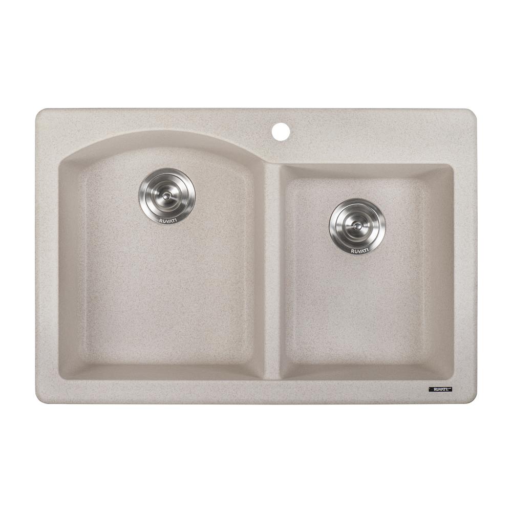 Ruvati 33 x 22 inch epiGranite Dual-Mount Double Bowl Kitchen Sink. Picture 2