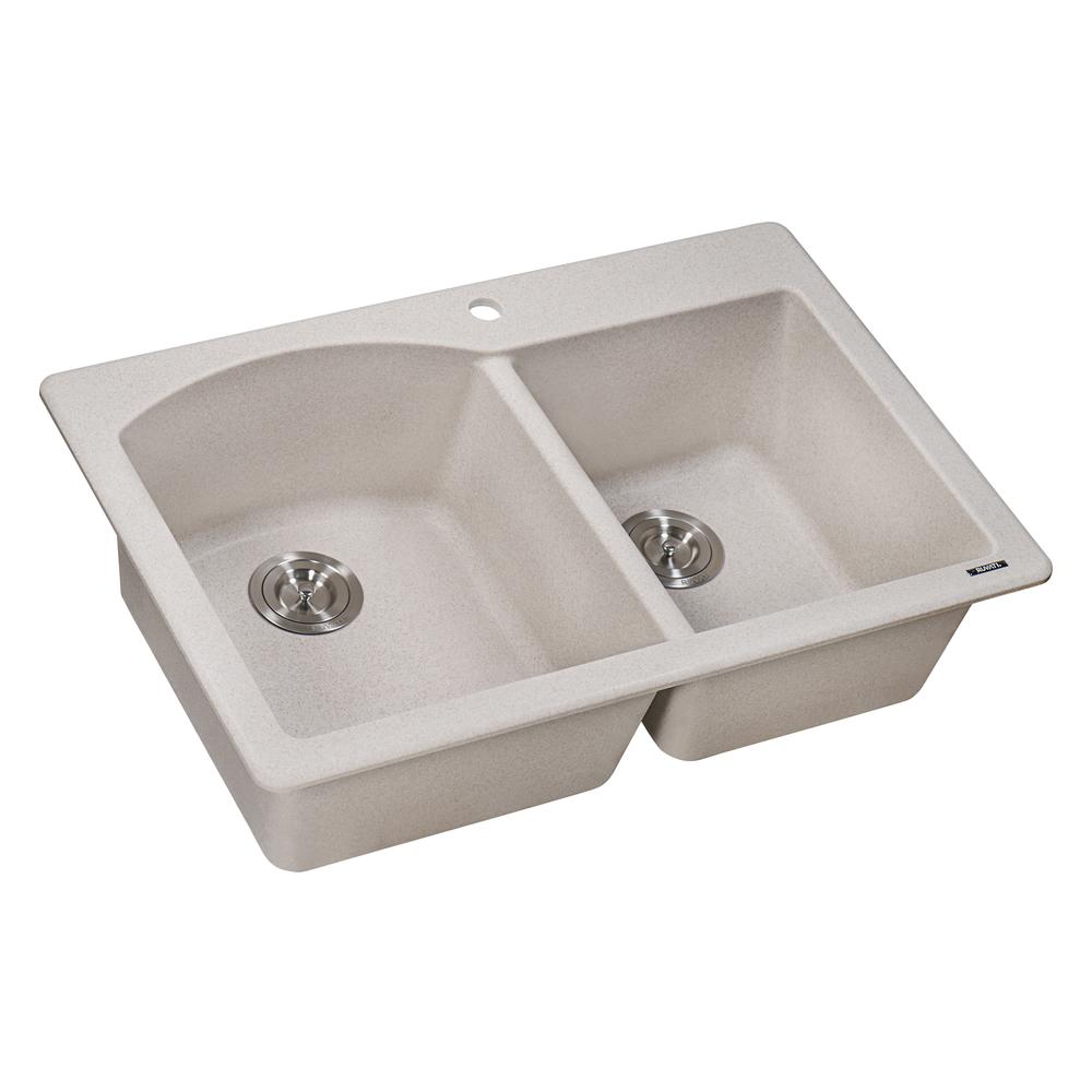 Ruvati 33 x 22 inch epiGranite Dual-Mount Double Bowl Kitchen Sink. Picture 3