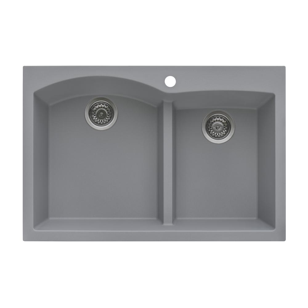 Ruvati 33 x 22 inch epiGranite Drop-in Topmount Double Bowl Kitchen Sink. Picture 1