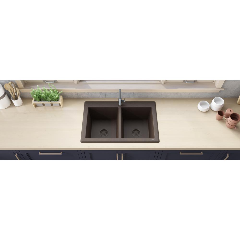 Ruvati 33 x 22 inch epiGranite Dual-Mount Double Bowl Kitchen Sink. Picture 6