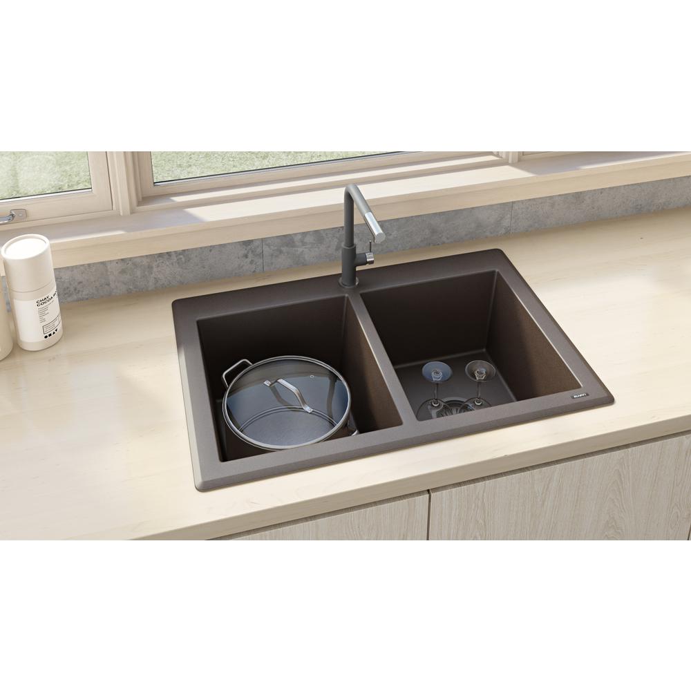 Ruvati 33 x 22 inch epiGranite Dual-Mount Double Bowl Kitchen Sink. Picture 10