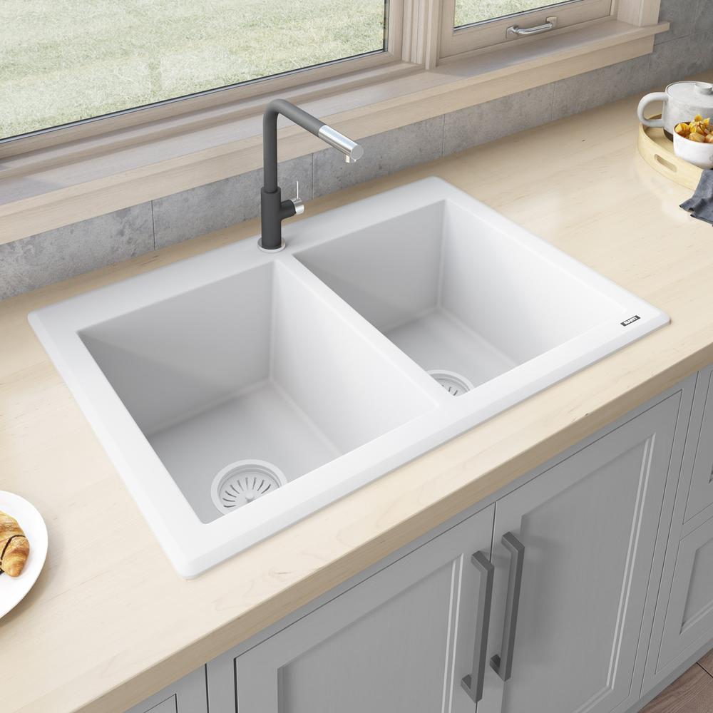 Ruvati 33 x 22 inch epiGranite Dual-Mount Double Bowl Kitchen Sink. Picture 1