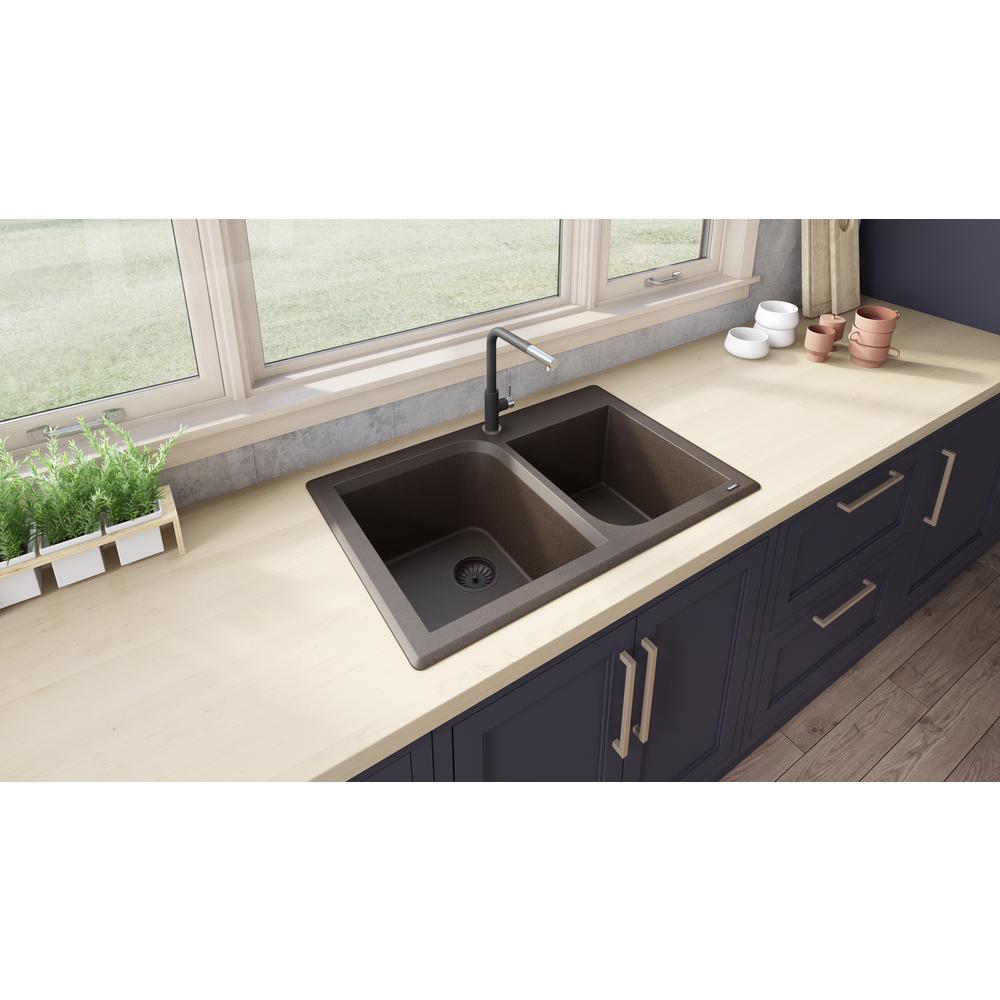 Ruvati 33 x 22 inch epiGranite Dual-Mount Double Bowl Kitchen Sink. Picture 6