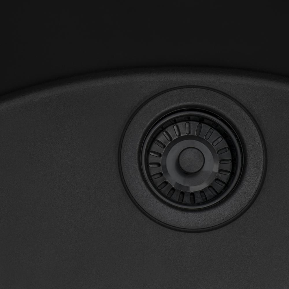 Granite Composite Undermount Single Bowl Kitchen Sink - Midnight Black. Picture 6