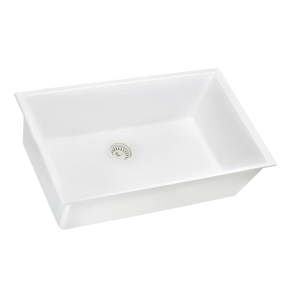 Granite Composite Undermount Single Bowl Kitchen Sink - Arctic White - RVG2030WH. Picture 2