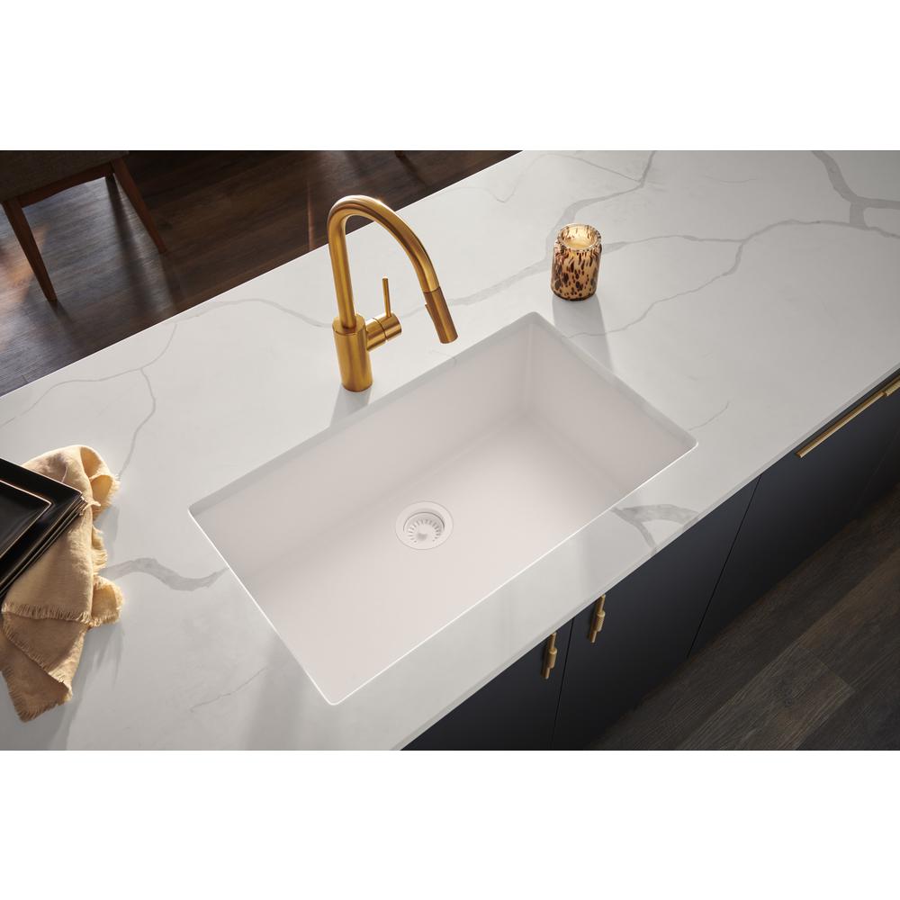 Granite Composite Undermount Single Bowl Kitchen Sink - Arctic White - RVG2030WH. Picture 10