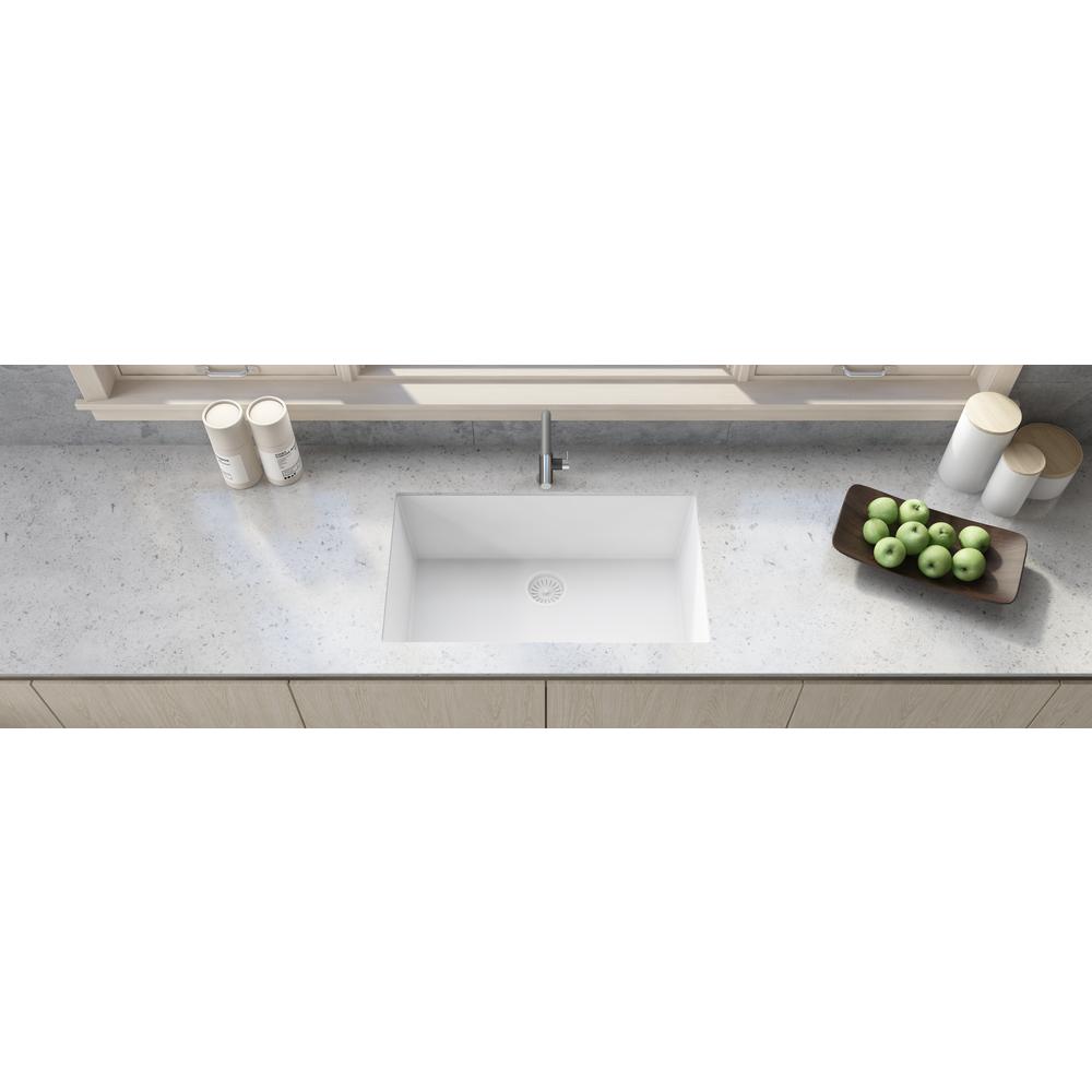 Granite Composite Undermount Single Bowl Kitchen Sink - Arctic White - RVG2030WH. Picture 6