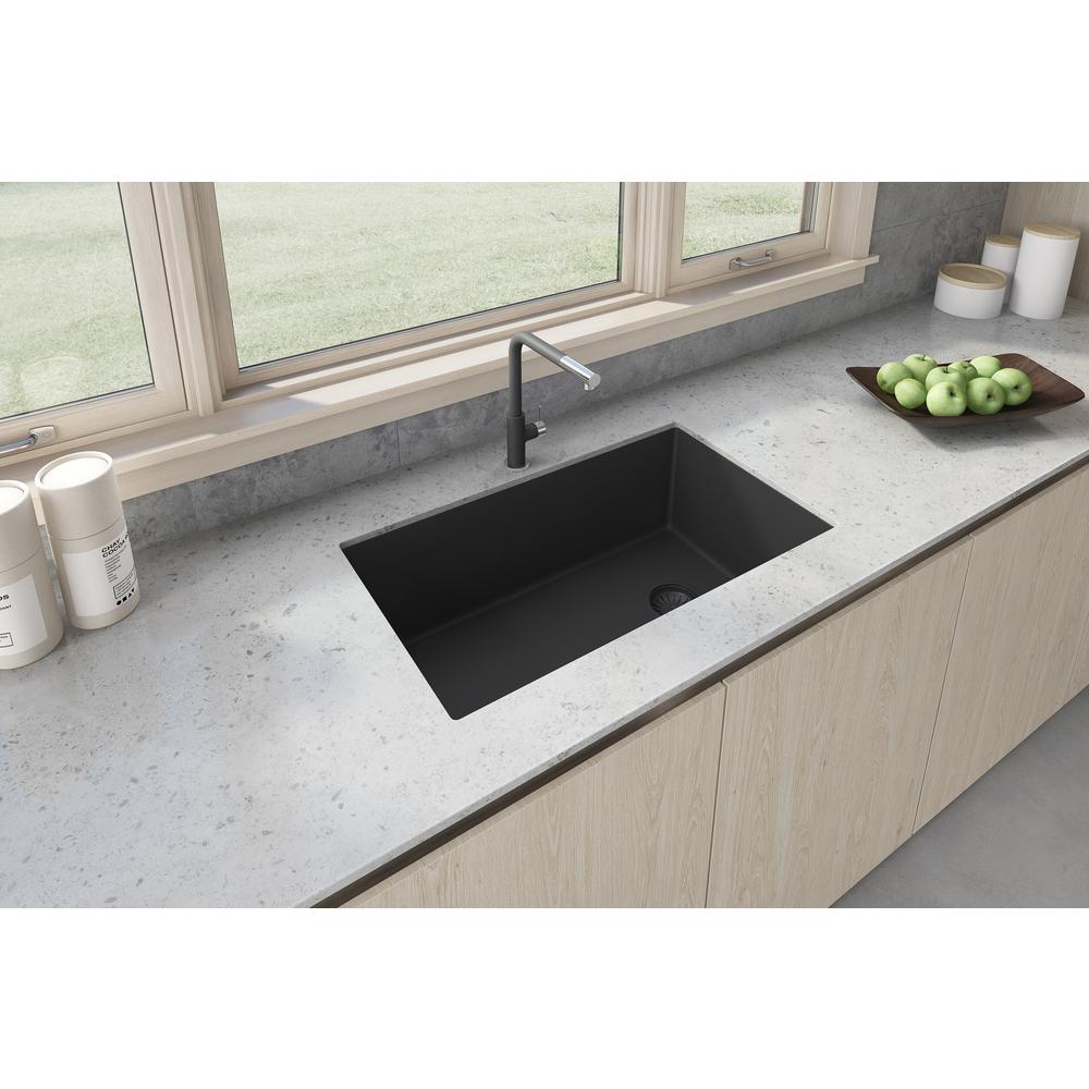 Ruvati 32 x 19 inch epiGranite Undermount Single Bowl Kitchen Sink. Picture 12